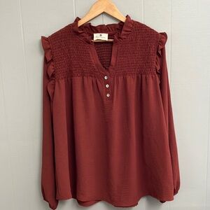 NWOT Betsey’s Boutique Shop Women's Blouse with Ruffle Details Size XL New!!
